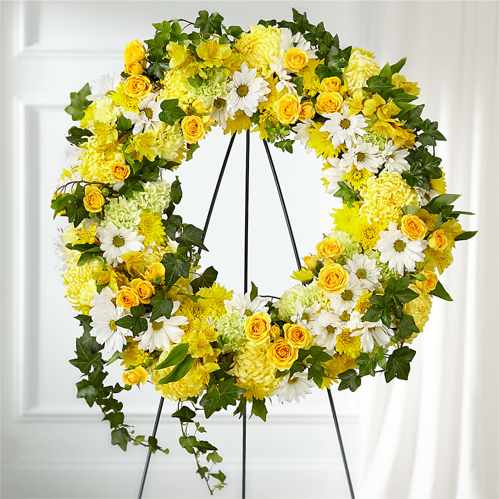 Golden Remembrance Wreath – Pt Passionate Florist, Monroe WA