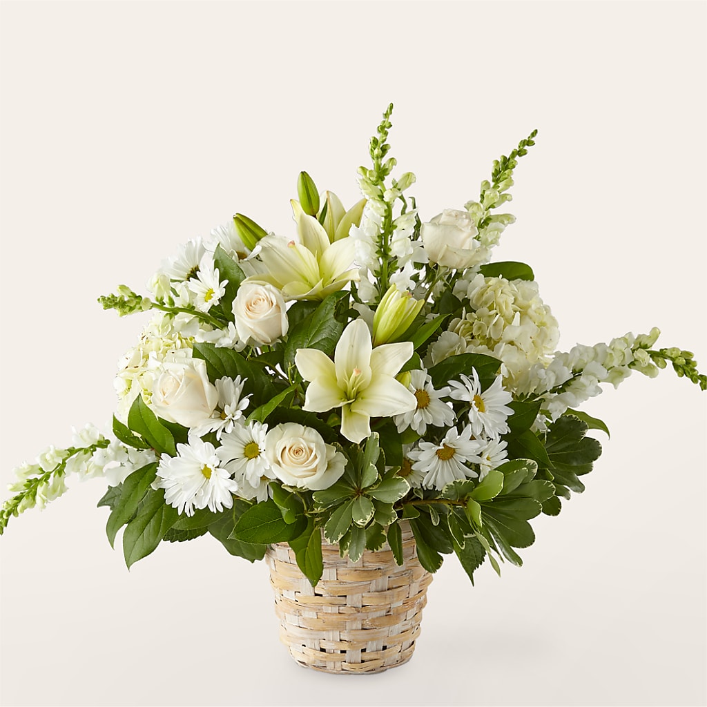Ivory Elegance Floral Basket – Pt Passionate Florist, Monroe WA