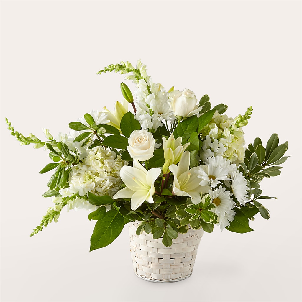 Ivory Elegance Floral Basket – Pt Passionate Florist, Monroe WA
