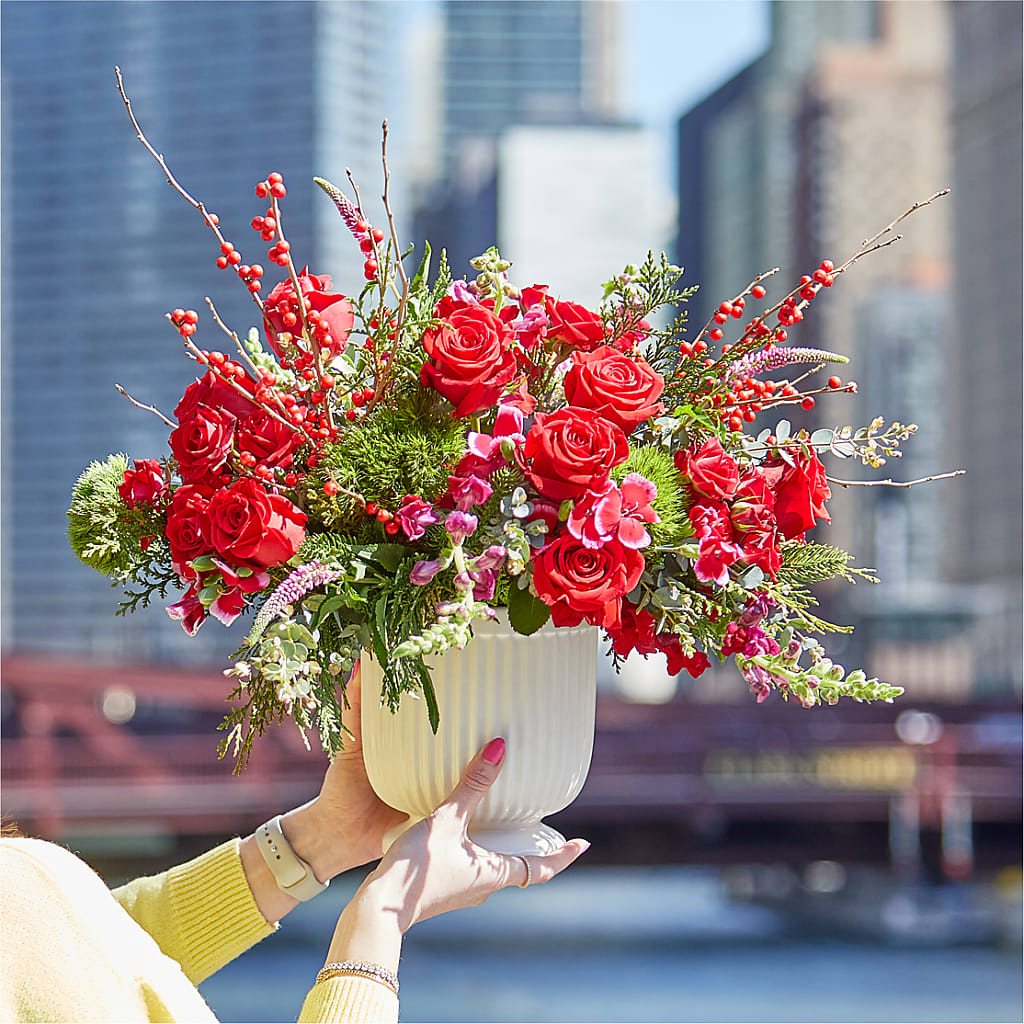 Big Red Bow Bouquet –  Pt Passionate Florist, Monroe WA