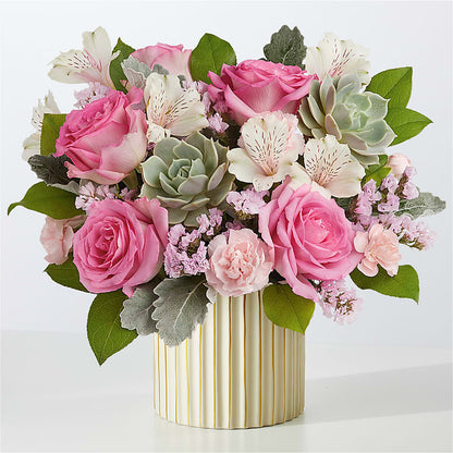 Dusty Rose Bouquet with Ivory Vase –  Pt Passionate Florist, Monroe WA