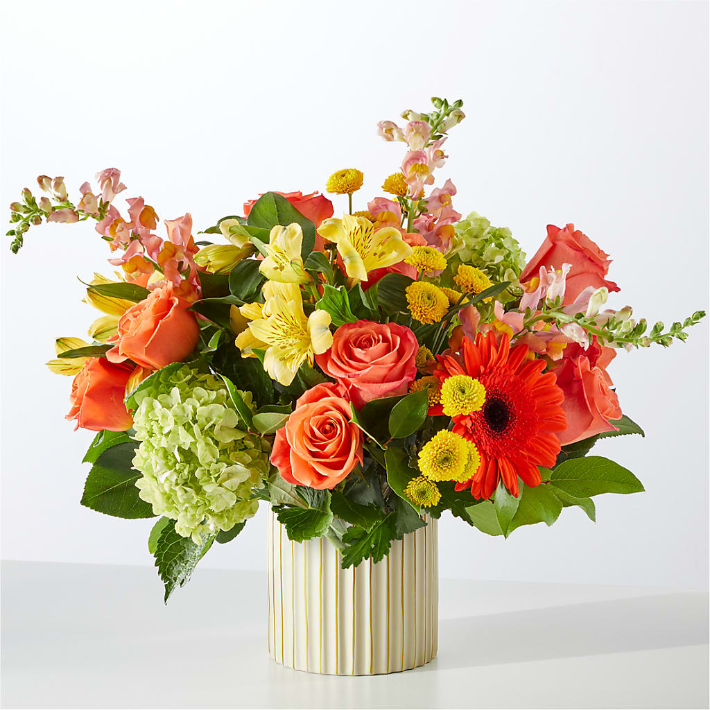 Autumn Sunshine Bouquet with Ivory Vase –  Pt Passionate Florist, Monroe WA